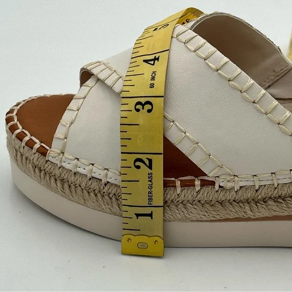 Vince Camuto Leather Sandal Size 6M Slip On Crossband Resort Summer Beach Ivory - Picture 10 of 11